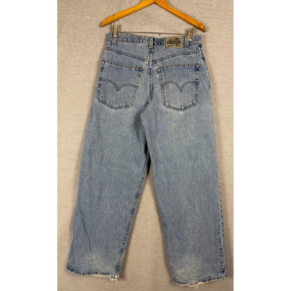 Vintage Levis SilverTab Baggy Jeans Mens 31x29 Light Wash Blue Denim Made in USA
